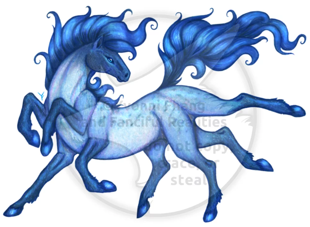 Blue roan Sleipnir, a mythical eight-legged horse from Norse lore.