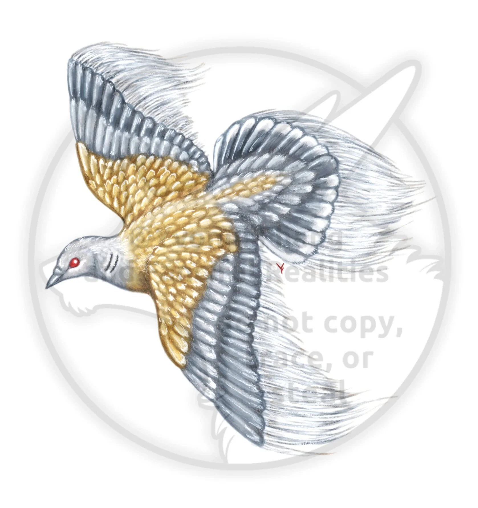 An elegant turtledove laced with festive silver holiday tinsel.