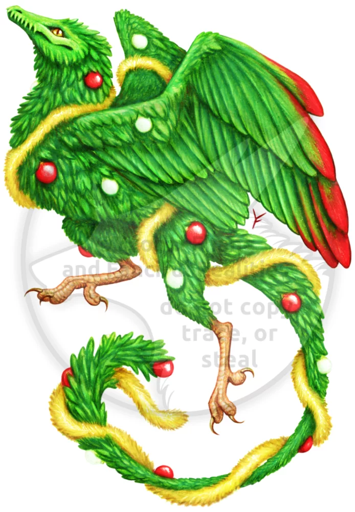 A holiday hybrid, a wyvern dragon and a Christmas evergreen tree!