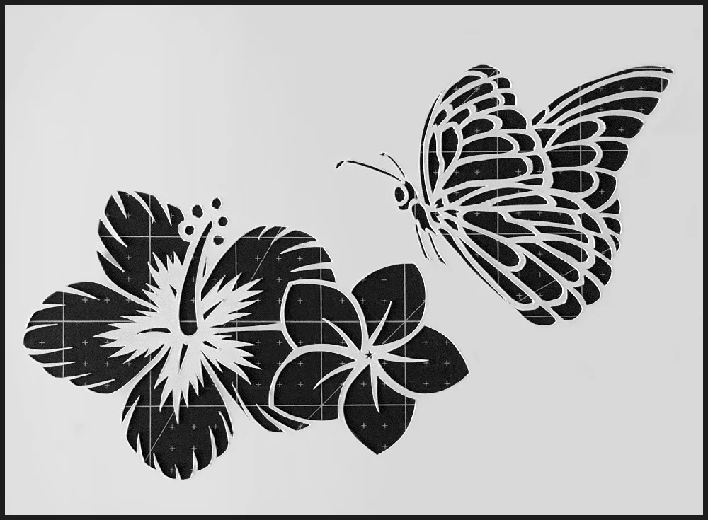 Tropical Flower and Butterfly Stencil