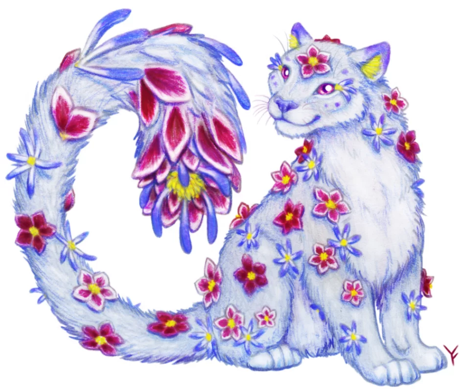 Floral Snow Leopard